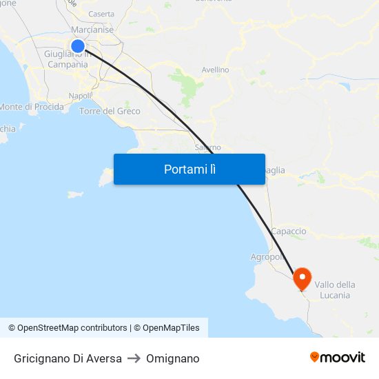 Gricignano Di Aversa to Omignano map