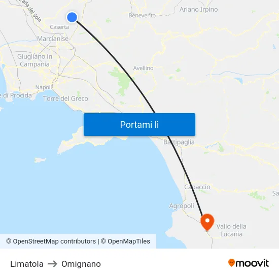 Limatola to Omignano map
