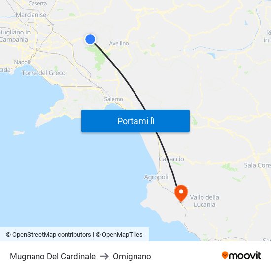 Mugnano Del Cardinale to Omignano map