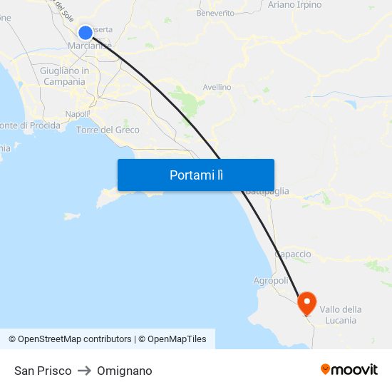 San Prisco to Omignano map