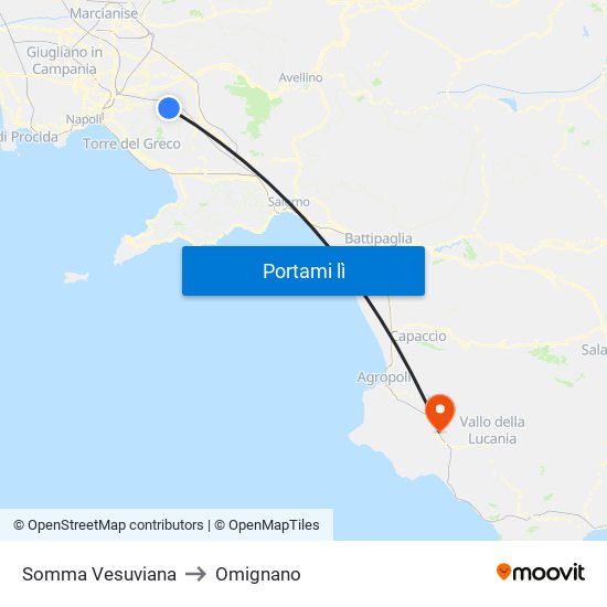 Somma Vesuviana to Omignano map