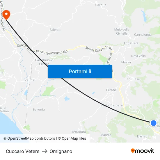 Cuccaro Vetere to Omignano map