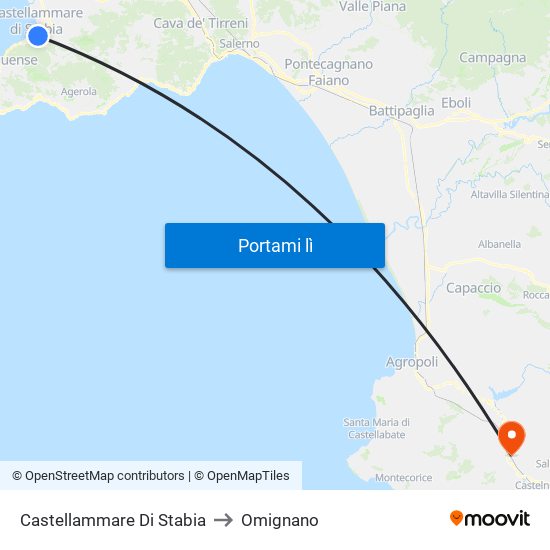 Castellammare Di Stabia to Omignano map