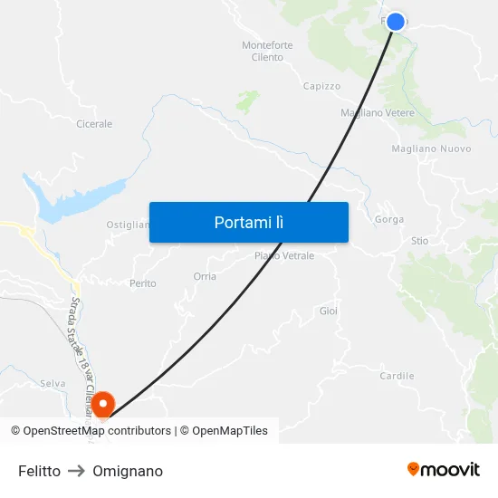 Felitto to Omignano map