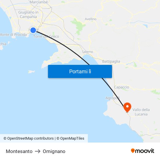 Montesanto to Omignano map