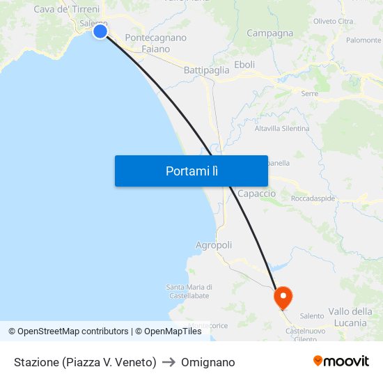 Stazione (Piazza V. Veneto) to Omignano map