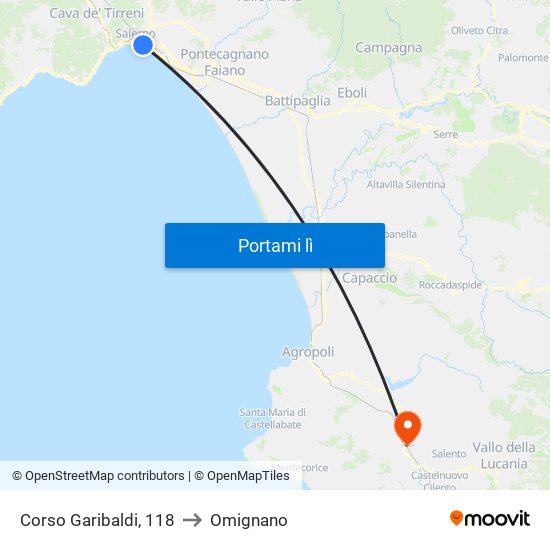 Corso Garibaldi, 118 to Omignano map