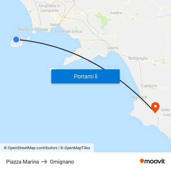 Piazza Marina to Omignano map