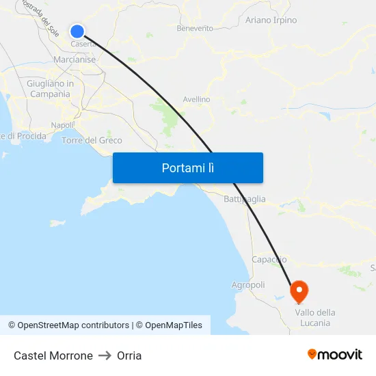 Castel Morrone to Orria map