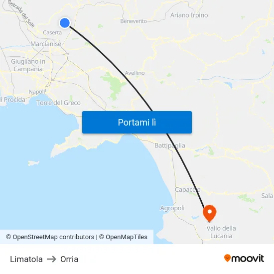 Limatola to Orria map