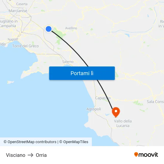 Visciano to Orria map