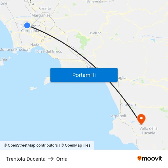 Trentola-Ducenta to Orria map