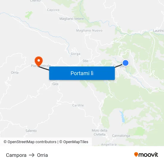 Campora to Orria map