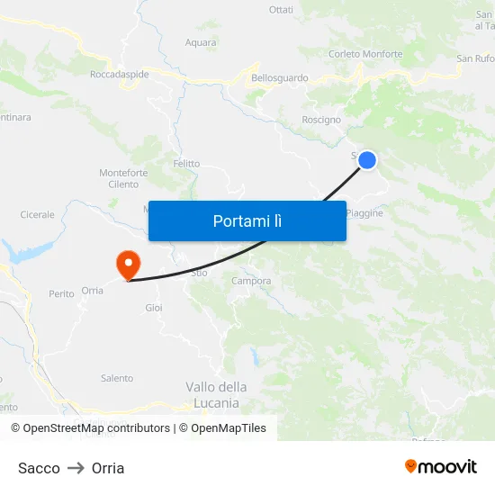 Sacco to Orria map