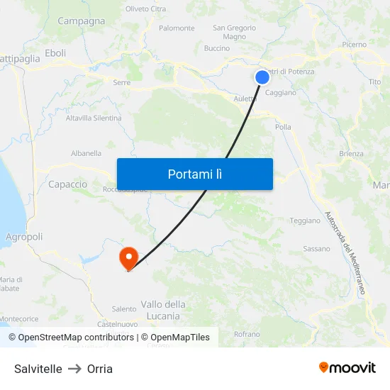 Salvitelle to Orria map
