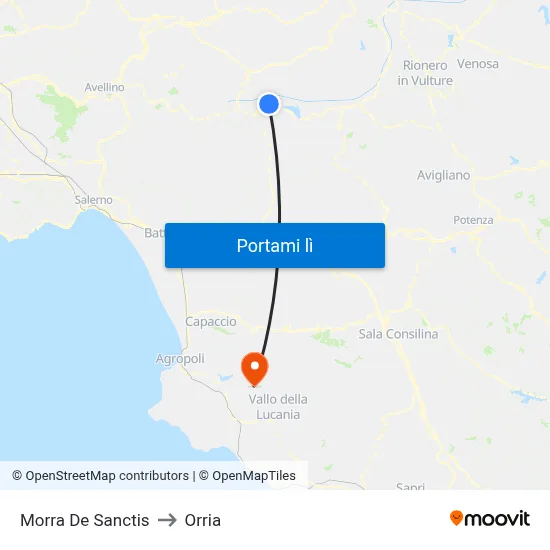 Morra De Sanctis to Orria map