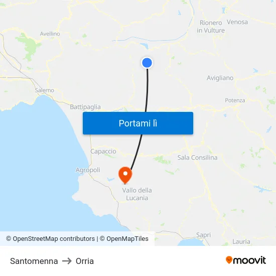 Santomenna to Orria map