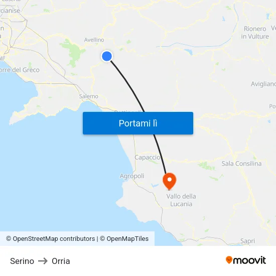 Serino to Orria map