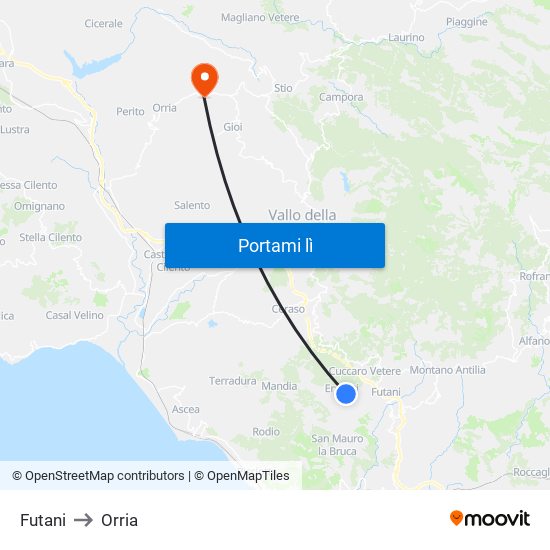 Futani to Orria map