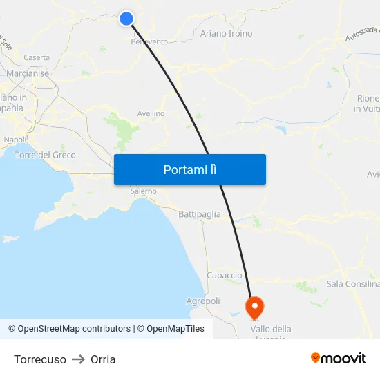 Torrecuso to Orria map