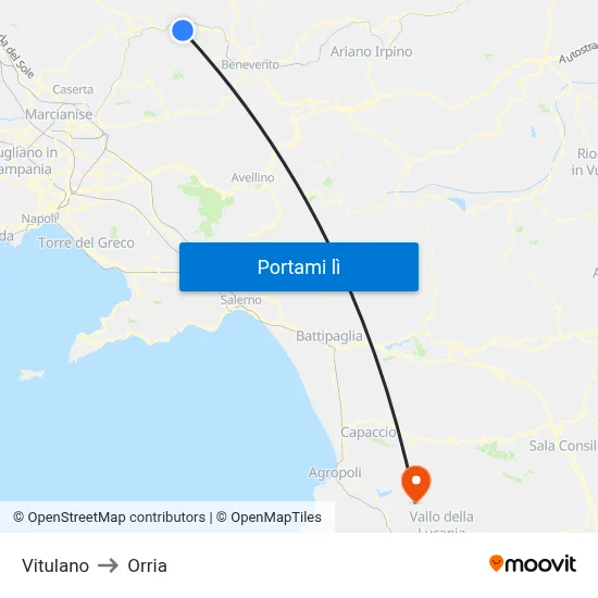 Vitulano to Orria map