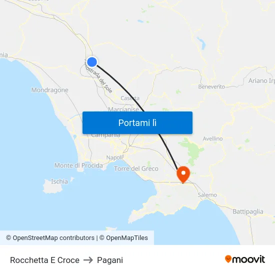 Rocchetta E Croce to Pagani map
