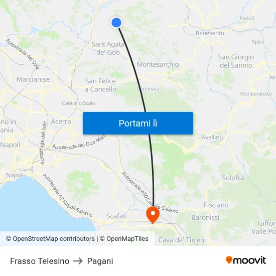 Frasso Telesino to Pagani map