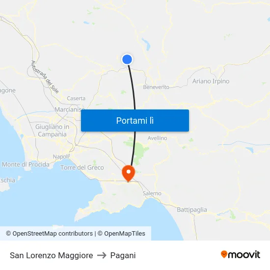 San Lorenzo Maggiore to Pagani map