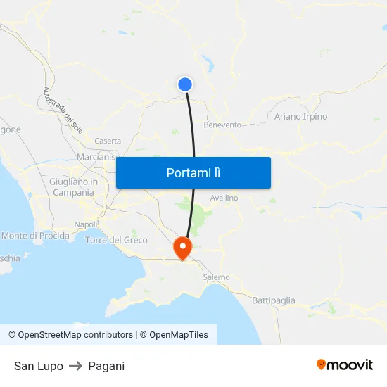 San Lupo to Pagani map