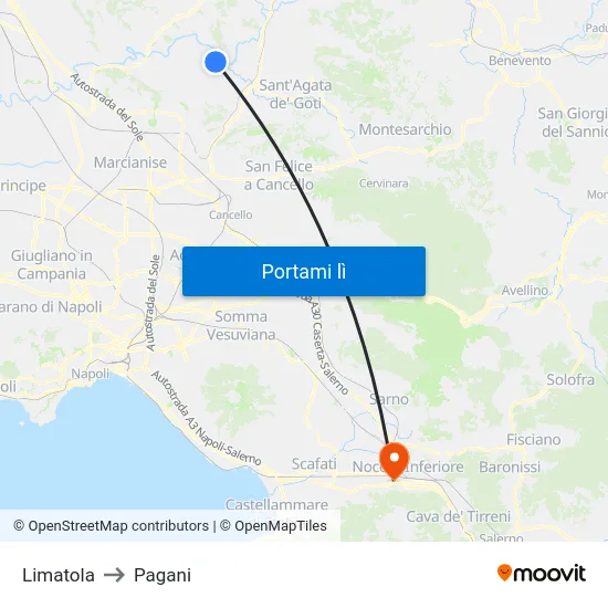 Limatola to Pagani map