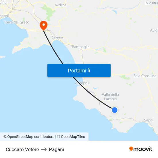Cuccaro Vetere to Pagani map