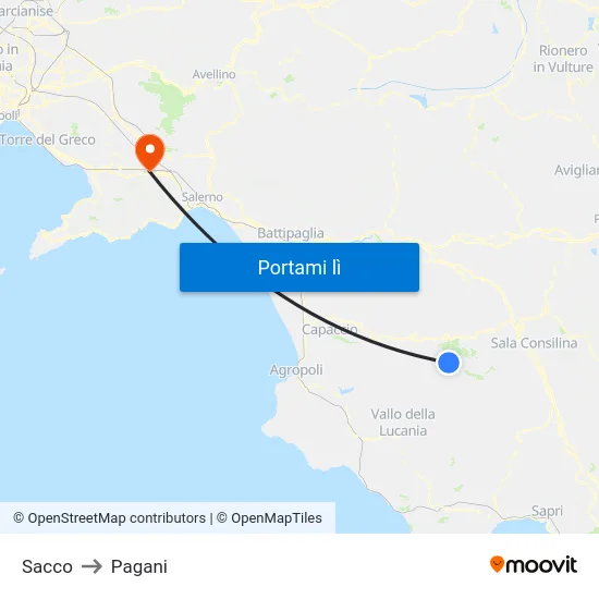Sacco to Pagani map