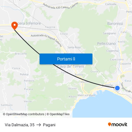 Via Dalmazia, 35 to Pagani map