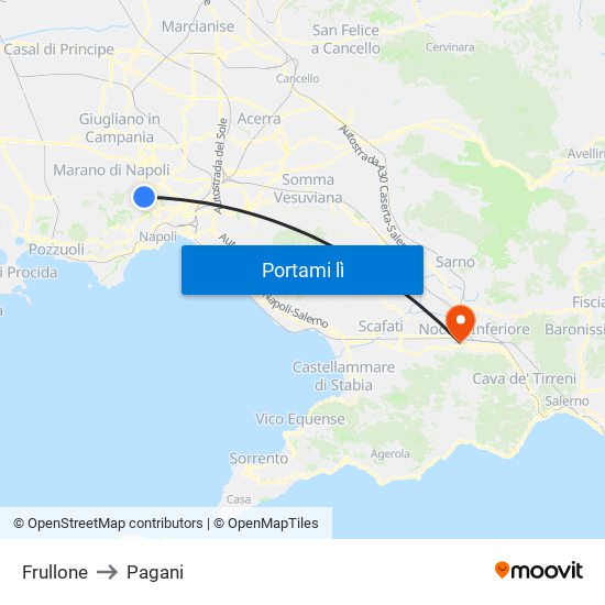 Frullone to Pagani map