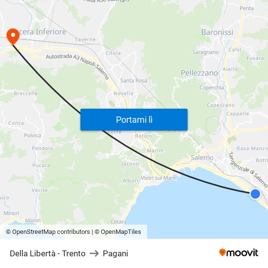 Della Libertà - Trento to Pagani map