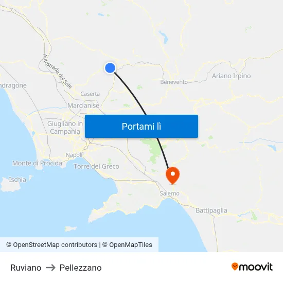 Ruviano to Pellezzano map
