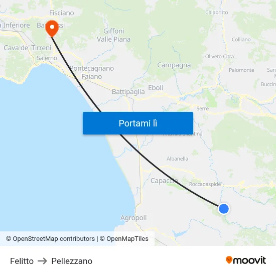 Felitto to Pellezzano map