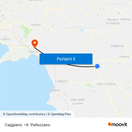 Caggiano to Pellezzano map