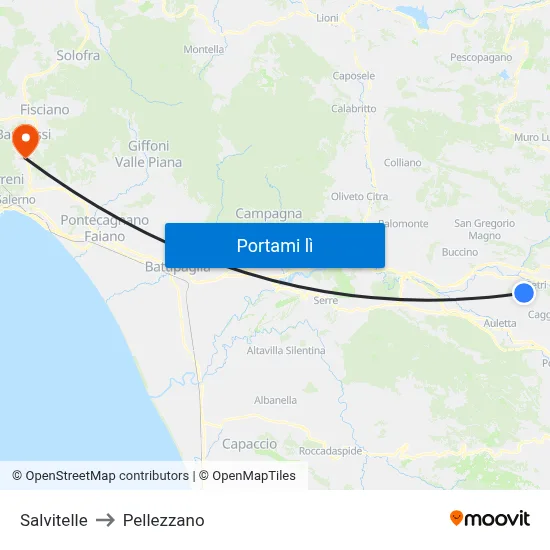 Salvitelle to Pellezzano map