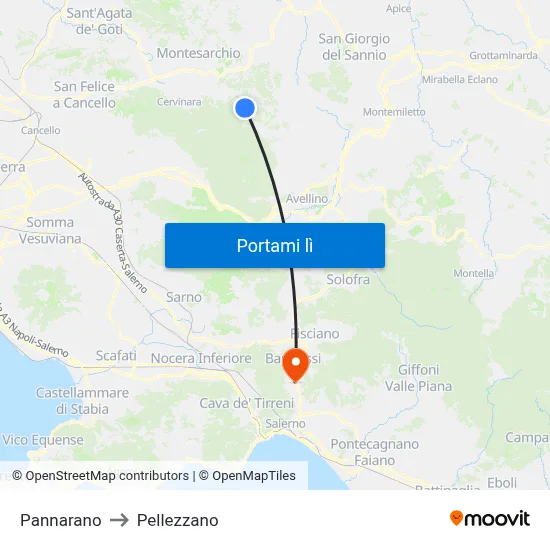 Pannarano to Pellezzano map