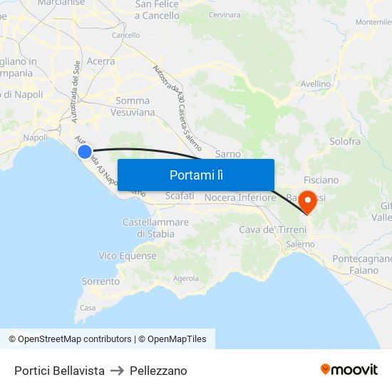 Portici Bellavista to Pellezzano map