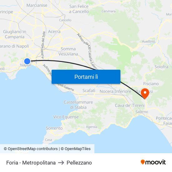 Foria - Metropolitana to Pellezzano map