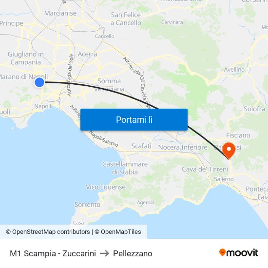 M1 Scampia - Zuccarini to Pellezzano map