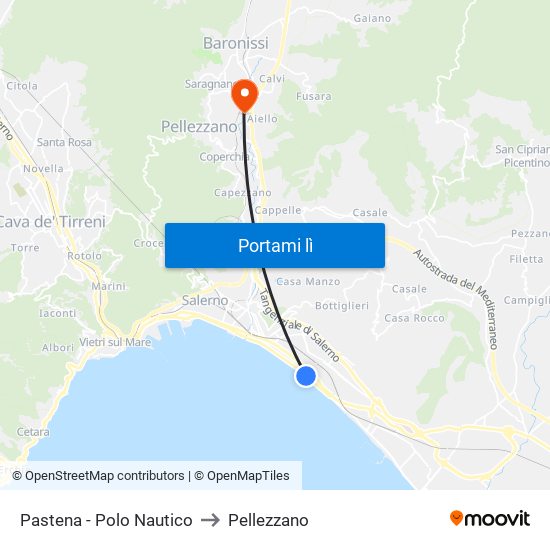 Pastena  - Polo Nautico to Pellezzano map