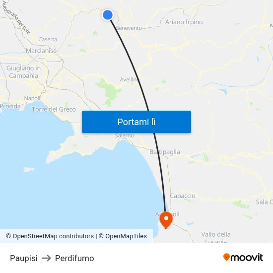 Paupisi to Perdifumo map