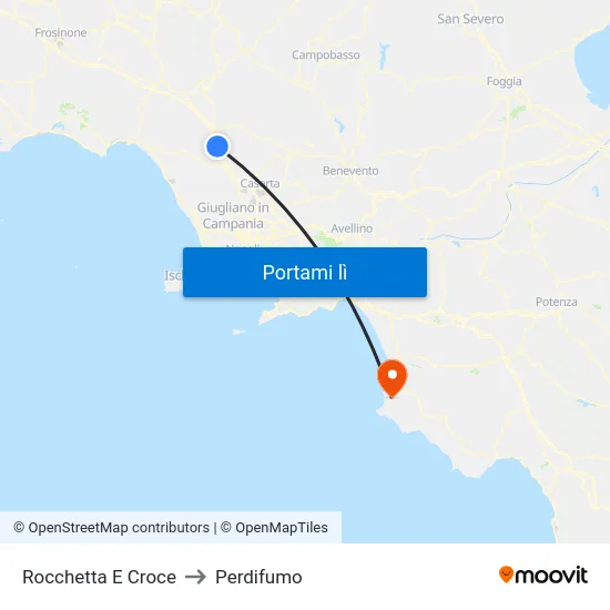 Rocchetta E Croce to Perdifumo map