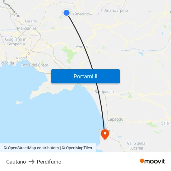 Cautano to Perdifumo map