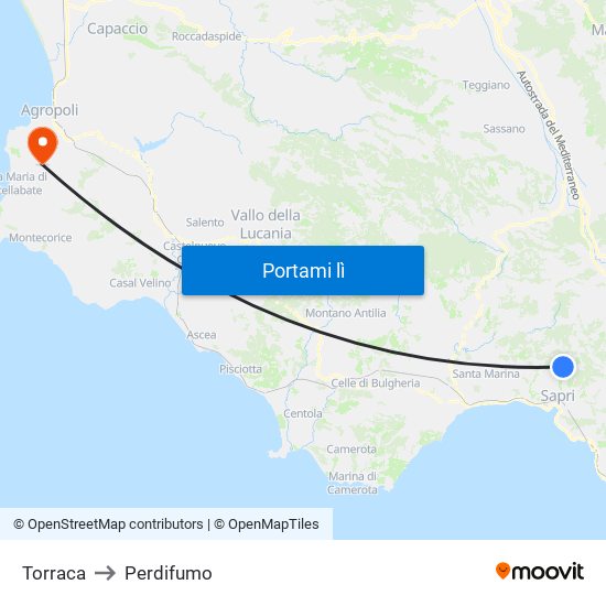 Torraca to Perdifumo map