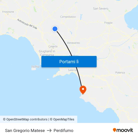 San Gregorio Matese to Perdifumo map