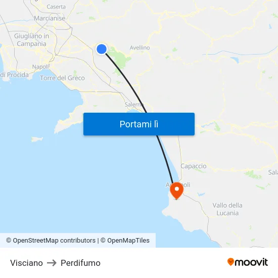 Visciano to Perdifumo map